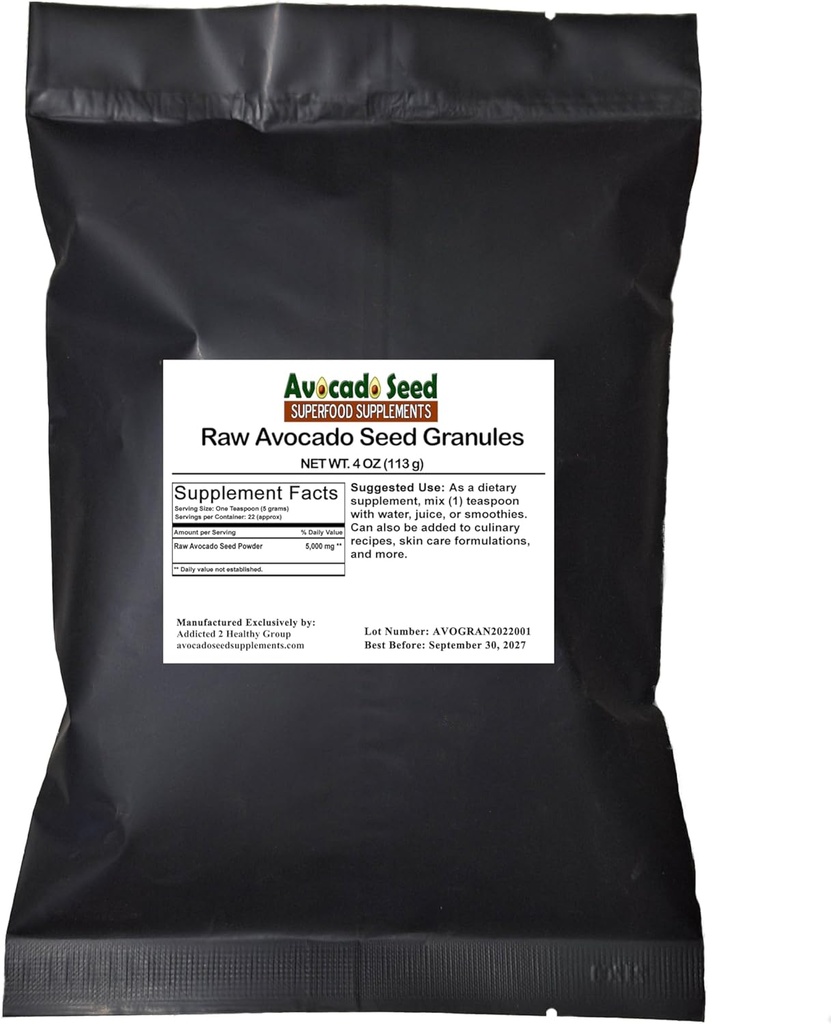 Granulas Raw Abacate Seed 4 Onças - Antioxidantes, Fiber, Colesterol, Saúde do Coração, Cuidados de Pele Feitos em EUA-Original Fabricante