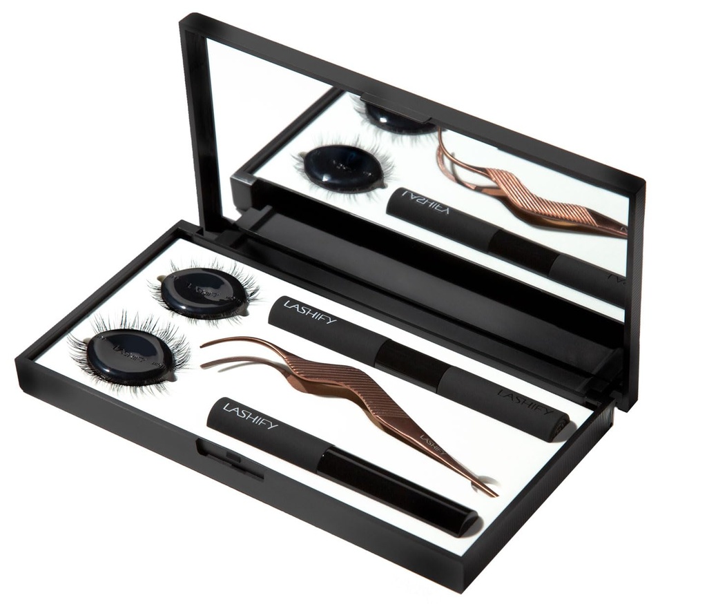 Kit de controle Lashify - Conjunto completo de iniciador DIY Eye Lash - Curl Gossamer preto 10mm, 12mm, caso de viagem preta, Varinha de controle