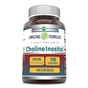 Fórmulas surpreendentes Choline & Inositol 500 Mg Suplemento Cápsulas Não-GMO □ Gluten-Free □ Made in USA (1 Pack □ 100 Count)