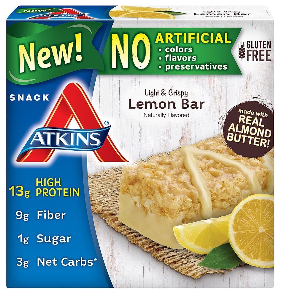 Atkins Snack Light Crispy Lemon Bar, 5 Barrinhas (Pack of 2)