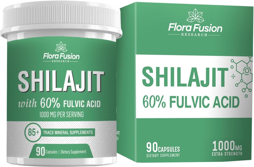 Cápsulas SHILAJIT 1000mg – Himalayan Shilajit com ácido fulvico - Suplemento Shilajit com extratos de ervas - Cápsulas Shilajit Suplemento - Shilajit para homens e mulheres - 90 Cápsulas