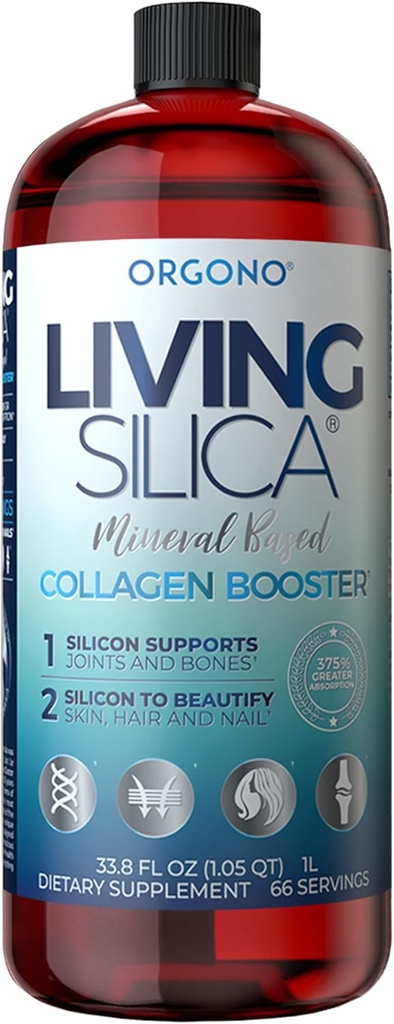 Orgono Vivendo Silica Collagen Booster - Vegan Mineral-based Silica Supplement - Suporta Colágeno saudável e Elastin Produção para Joint & Suporte Ósseo, Pele brilhante, Cabelo forte e unhas