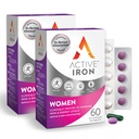 Suplemento de ferro ativo 25mg + Multivitamin para as mulheres – clinicamente comprovada para aumentar a energia e reduzir o cansaço – ferro suave, não constipante + multivitamin feminino – 60 cápsulas + 60 comprimidos