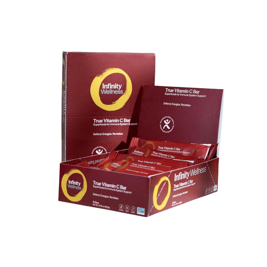 Infinity C Barras de Superalimentos, Bares de Energia Saudáveis com 1125 mg de Vitamina C de Alimentos Integrais, Ingredientes à Base de Planta Imune Imune, Camu Camu, Acerola, Amla Powder, & Shilajit, Raw, Gluten Free, Non GMO