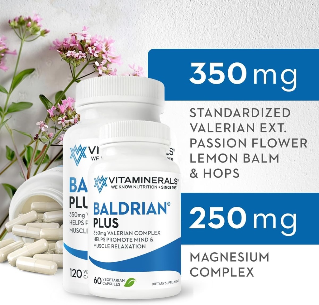 Vitaminais 33+ Baldrian® Plus Natural Relaxing Support Extrato Valeriano padronizado (60)