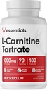 Alvejado L-Carnitina Tartrato 1000mg, Essentials (90 Servings, 180 Cápsulas)