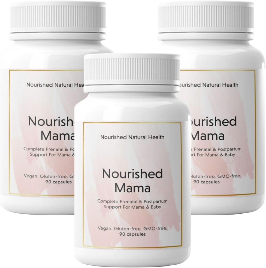 Nutrido Mama Pré-natal Multi Vitamina - Vegan Multivitamin para Pré-concepção, Gravidez, Apoio Pós-parto e Amamentação - Livre de Ferro com Folato Metilado & Alta Dose Colina - 270 Cápsulas