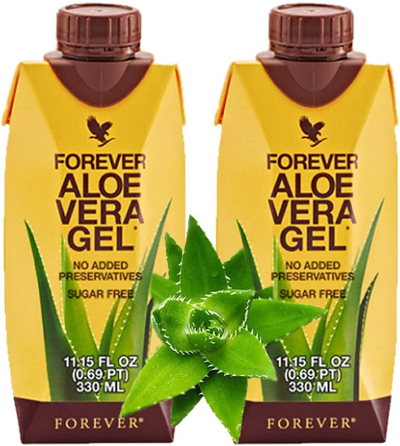 Viver para sempre Aloe Vera Gel® Minis (330mL/11.15oz Cada) 99,7% Pure Inner Leaf Aloe Vera Gel, Sem conservativos adicionados. Sem glúten (Pacote de 2)