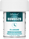Ebanel 5% Lidocaína Numbing Cream, Pain Relief Burn Itch Numb Cream, Anestésico tópico de força máxima com Allantoin, Vitamina E para uso local e anorretal, Tratamento de hemorroidas, 1,35 Oz