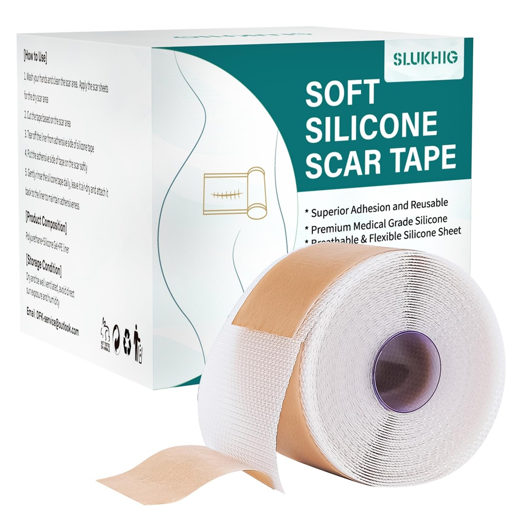 Silicone Scar Sheets (1.6"x 158" Roll-4M), Medical Grade Silicone Scar Tape | Reusable Scar Tape for Scar Removal, Wrinkles, C-Section, Keloid, Burn, Acne, Surgical Scars, Hypertrophic Scars