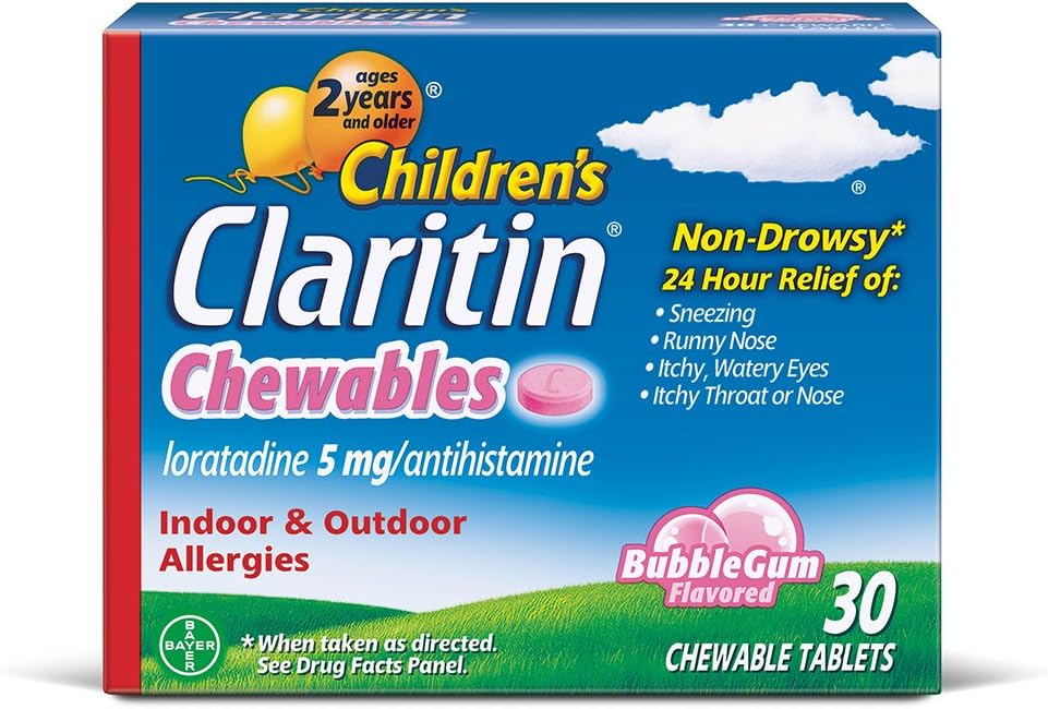 Claritin 24 horas Mastigação de alergia para crianças, Alívio de Alergia Non Drowsy, 30 Conde