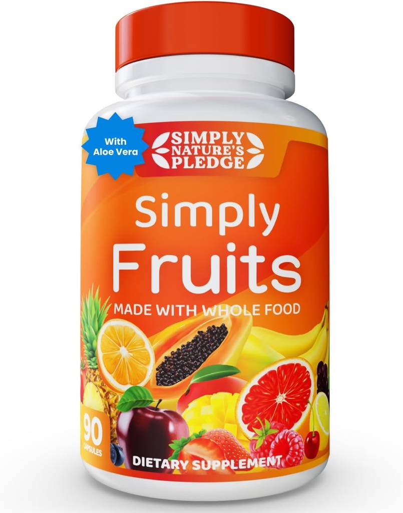 Simplesmente Nature's Proledge - 90 Cápsulas de Fruta - Feito com alimentos integrais Superfoods, embalado com 25 frutas diferentes - 100% Soy Free