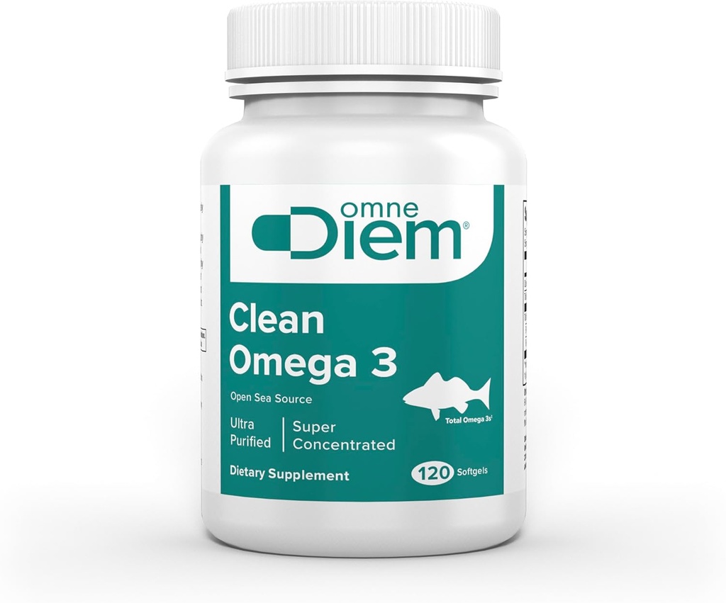 Omne Diem Clean Omega 3 – 1020mg, 120 cápsulas softgel – Suplemento dietético de óleo de peixe com ácidos gordos de Omega-3: EPA & DHA
