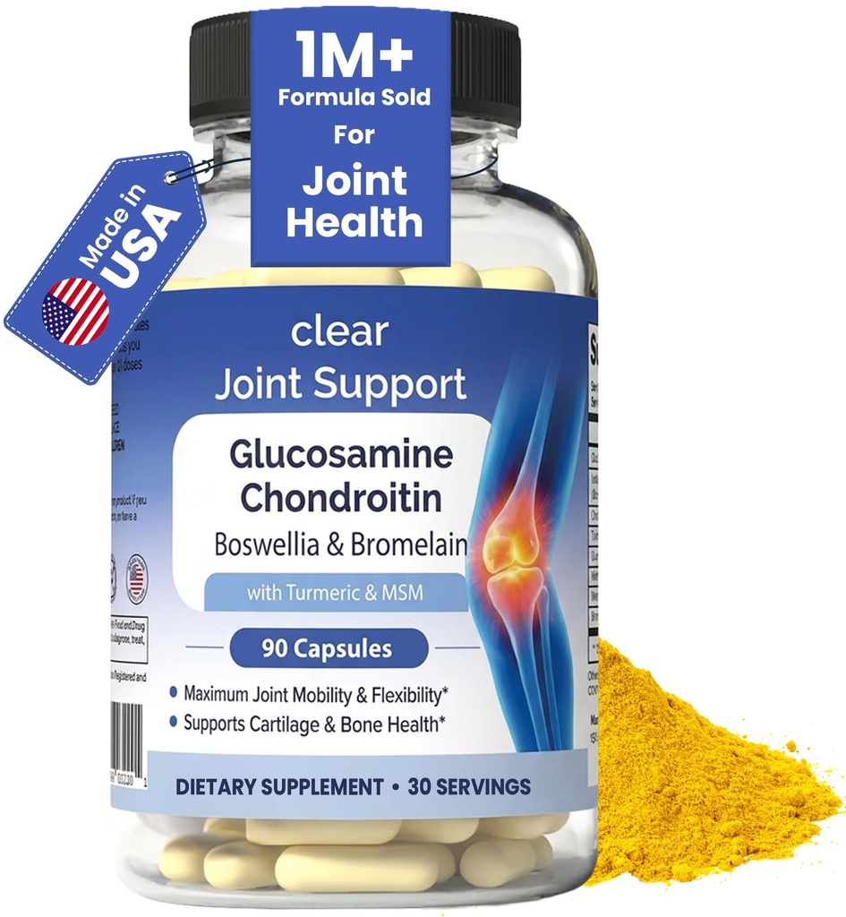 Glucosamina Condroitina HSH com cápsulas de Açafrão & Boswellia 90       .8-em-1 Suplemento Conjunto de Apoio para Flexibilidade e Mobilidade .