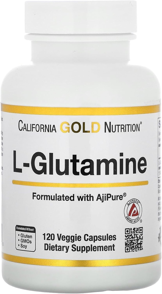 California Gold Nutrition L-Glutamina, AjiPure, 120 Cápsulas Veggie (500 mg por cápsula)