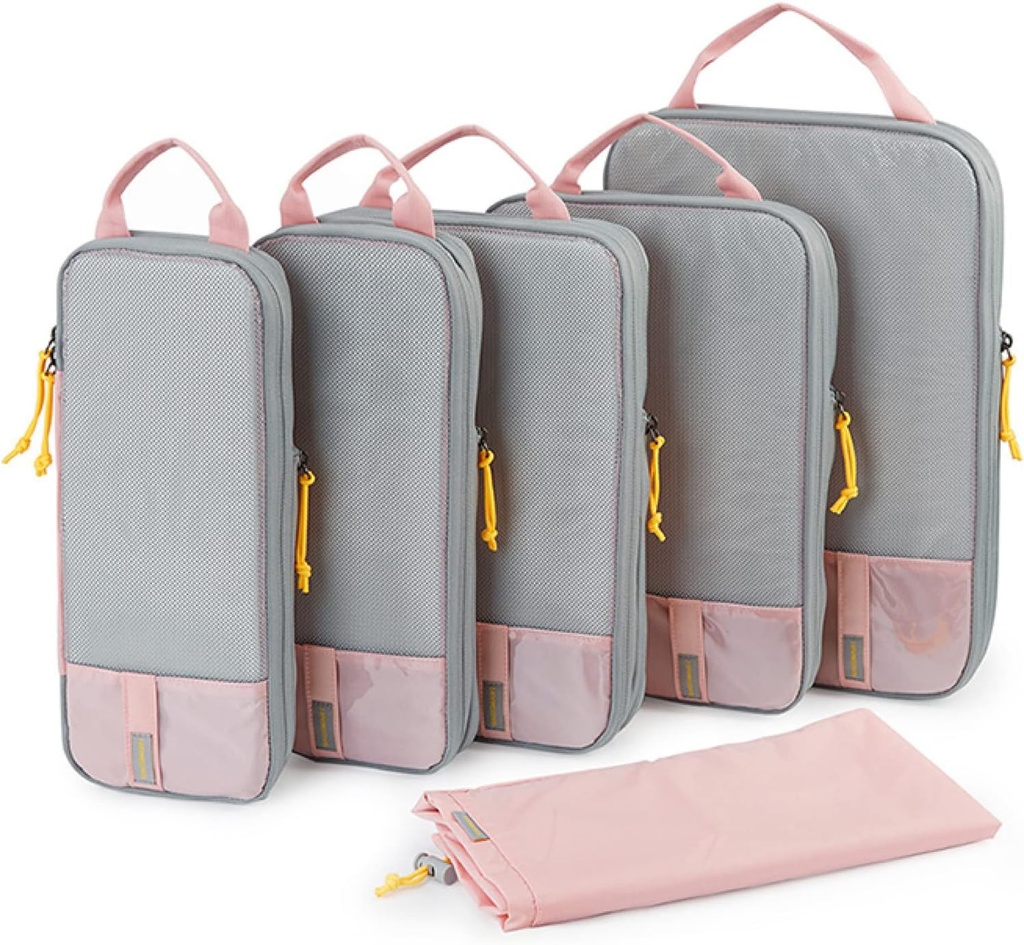 BAGSMART 6 Set /4 Set/2 Set Compression Packing Cubes para viagem, Sacos de bagagem leve Organizador, Sacos de poupança espacial durável Essentials viagem
