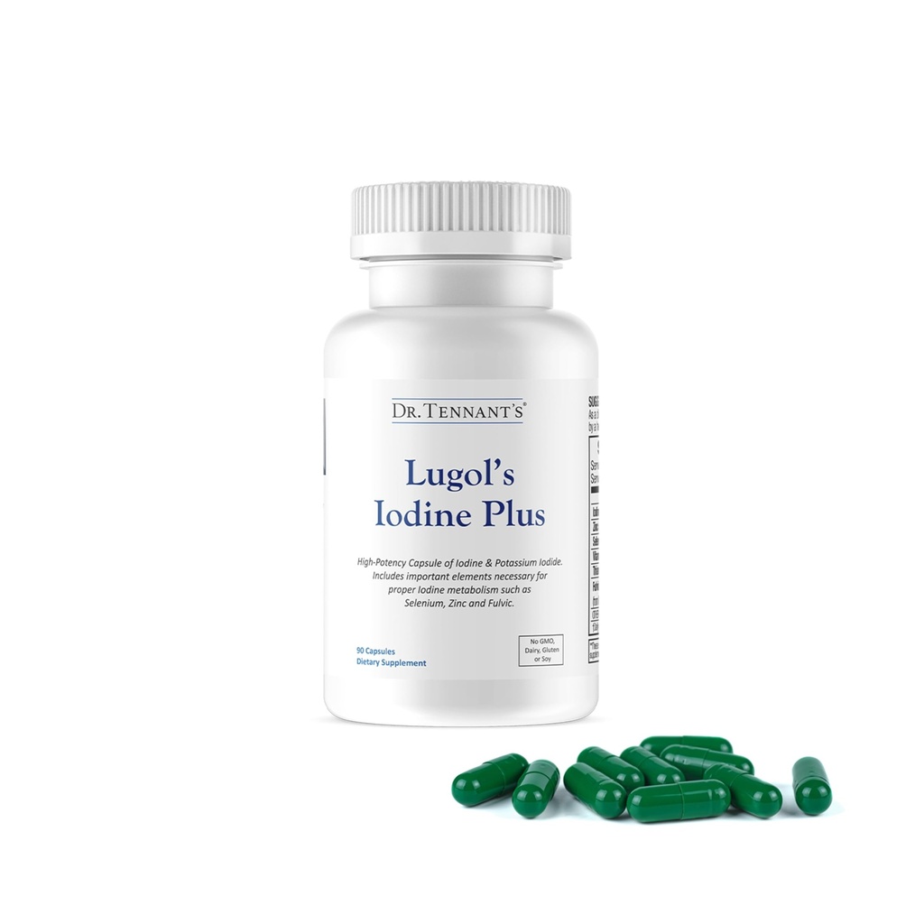 Dr. Tennant's Iodine Supplement Plus Iodo de Lugol & Iodo de Potássio com Co-Fatores Essenciais Selênio, Zinco e Ácido Fulvico