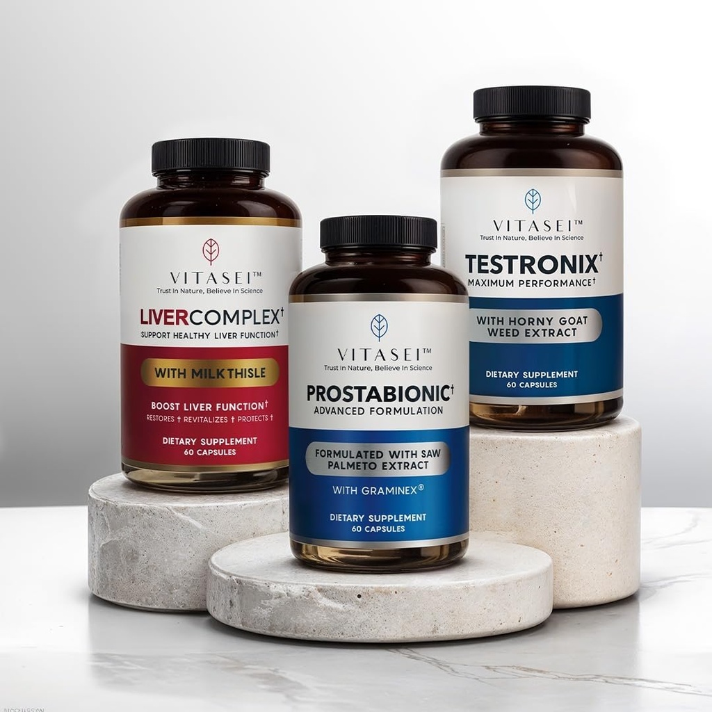 VITASEI Health Power Pack – Testronix, Prostabiônico e Fígado Cleanse Bundle – Impulsionar Energia, Músculo, Próstata e Saúde do Fígado com Suplementos Visados