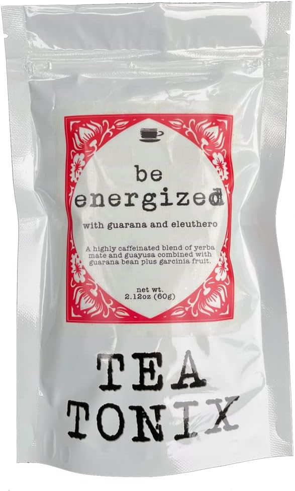 SER ENERGIZADO Yerba Mate Tea com Guaraná, Eleuthero e Garcinia 60g (2.12 onças) - ALTA CAFEINAÇÃO para um aumento de energia