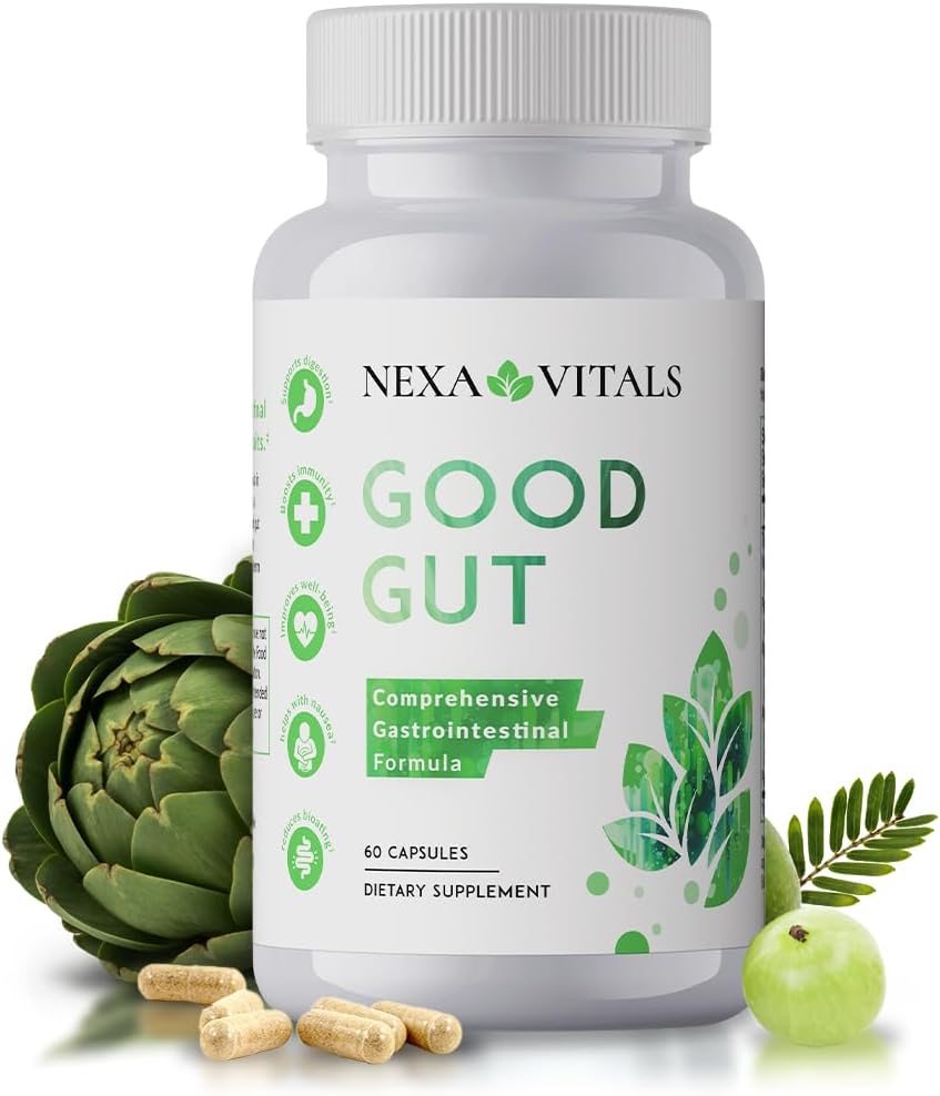 Good Gut - Digestion Suportando ervas para restaurar a saúde do intestino - Promova movimentos de intestino saudável, reduzir o inchaço e aumentar a Motilidade GI w/Triphala & Extrato de alcachofra - 60 Cápsulas
