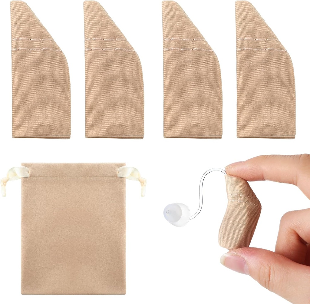 Nuanchu 2 embalagens de ajuda auditiva Proteção do conforto com saco de armazenamento Capa de ajuda auditiva se encaixa 1" a 1,25" Proteger amplificadores de sujeira, suor, vento (Fits 1" a 1,25", Khaki)