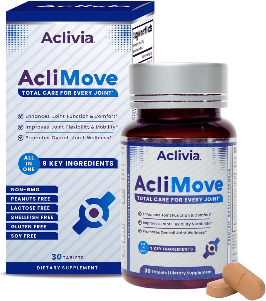 Suplemento de Suporte Conjunto - Fórmula de Mobilidade e Flexibilidade com Ácido Hialurônico, Colágeno, Membrana de Concha de Ovo, Cálcio e Astaxantina - Não-GMO, Sem Glúten (30 comprimidos)