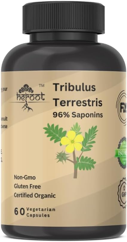 Suplemento Tribulus Terrestris para homens e mulheres Suplemento Booster para energia, Vitalidade, resistência e desempenho (Pacote de 60 Cápsula)