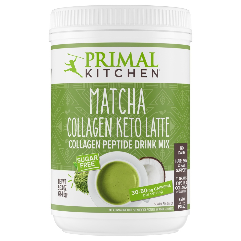 Primal cozinha Matcha Colágeno Keto Latte Pó, Péptidos de colágeno sem açúcar, 9.33 Onças