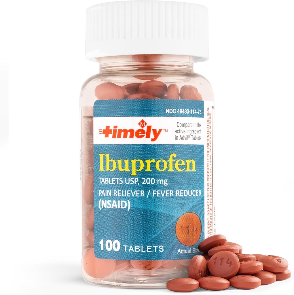 Time-CAP LABS, INC. Ibuprofeno oportunamente 200mg 100 Comprimidos - (AINE) Pílulas de alívio da dor para dor de cabeça, dor menstrual, dores de dentes, dor muscular, artrite Dor, dores corporais