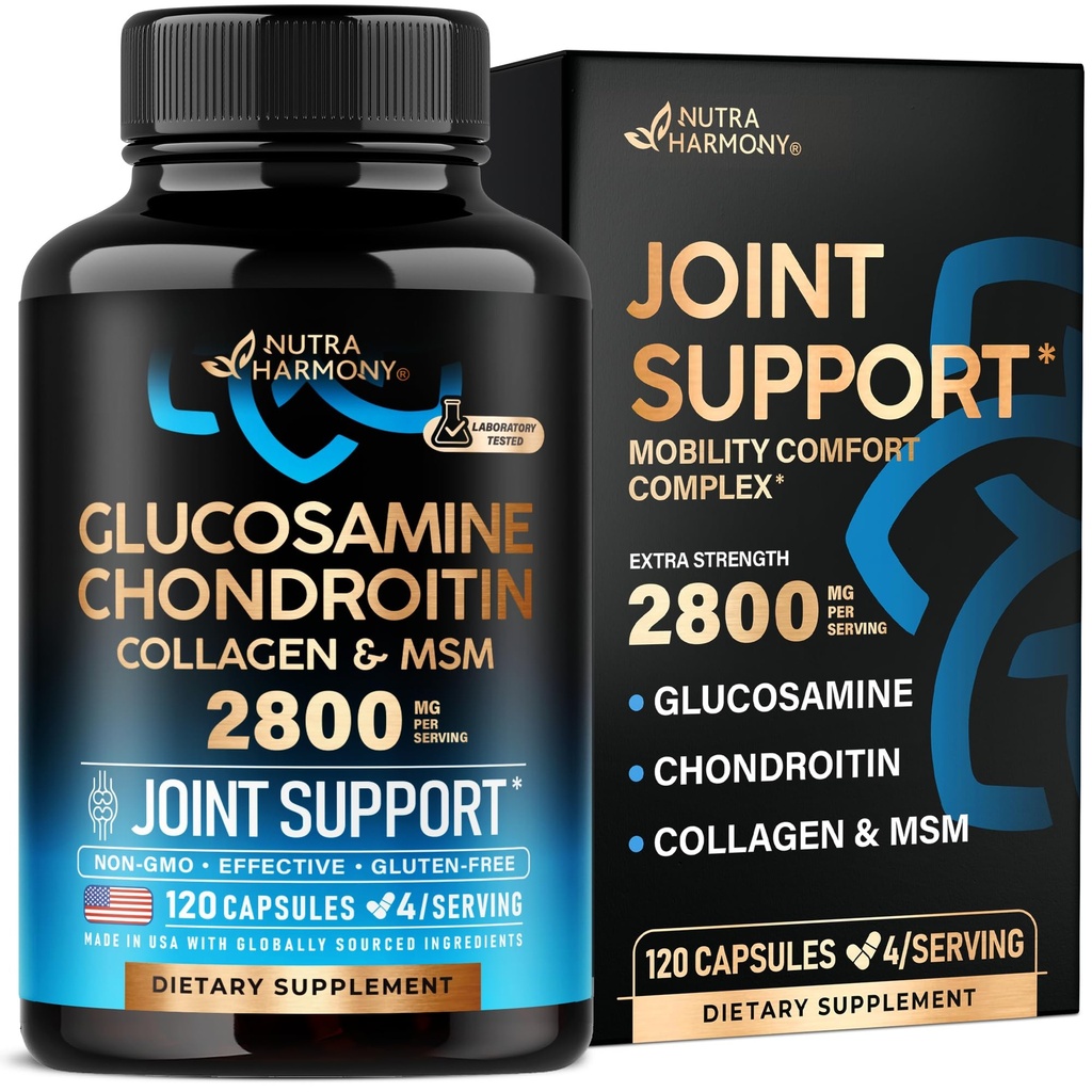 Glucosamina Condroitina HSH Colágeno  . FSA HSA Elegível . Suplemento de suporte conjunto 2800 mg . . Made in USA .