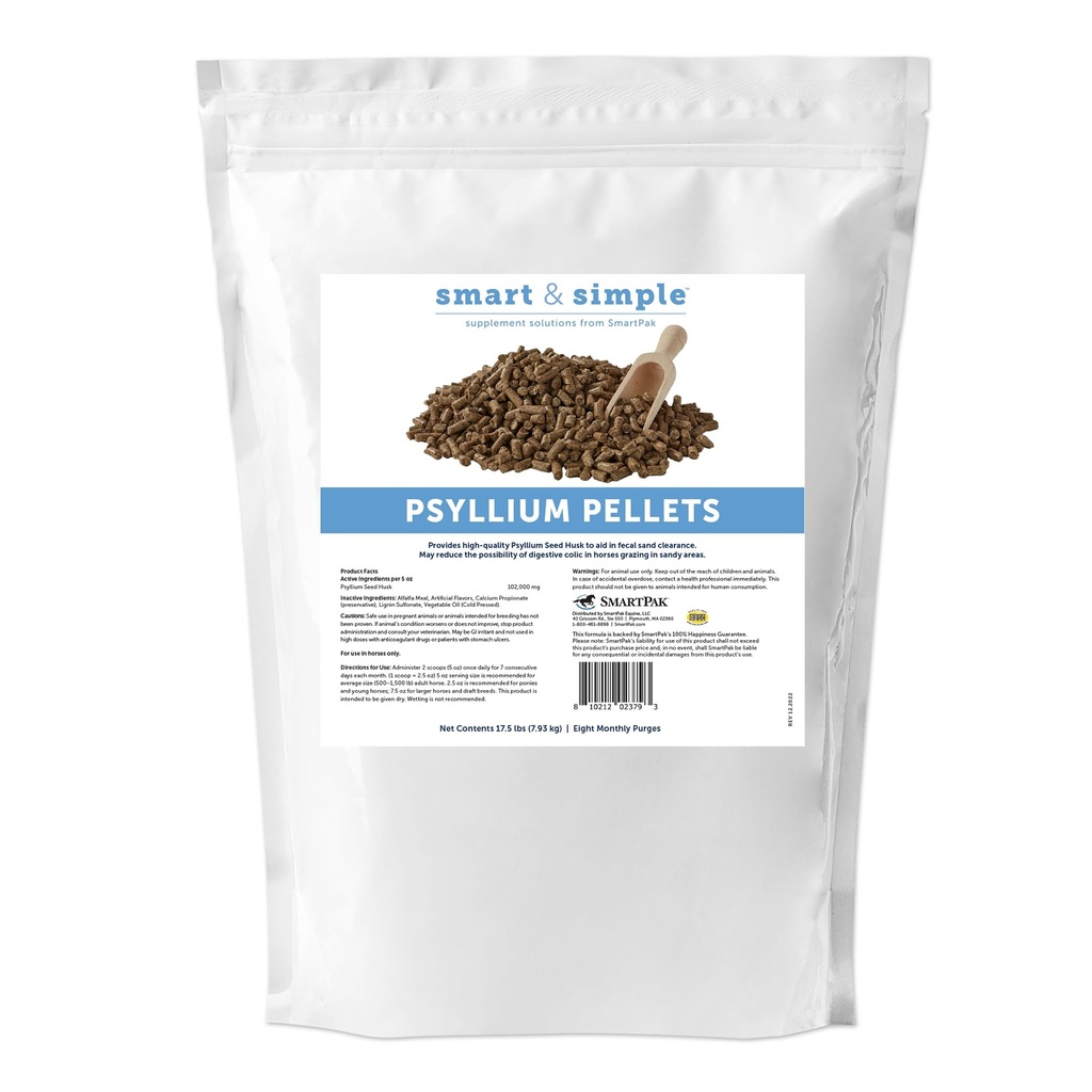 Smart & simples Psyllium Pellets para cavalos □ Psyllium Husk Fiber Supplement para suporte de bem-estar digestivo de equino