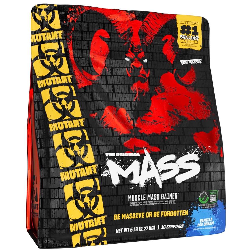 Massa de mutantes em pó de proteína de ganho de massa de peso - pó de proteína de calorias altas para massa muscular - Sorvete de baunilha - 5 libras
