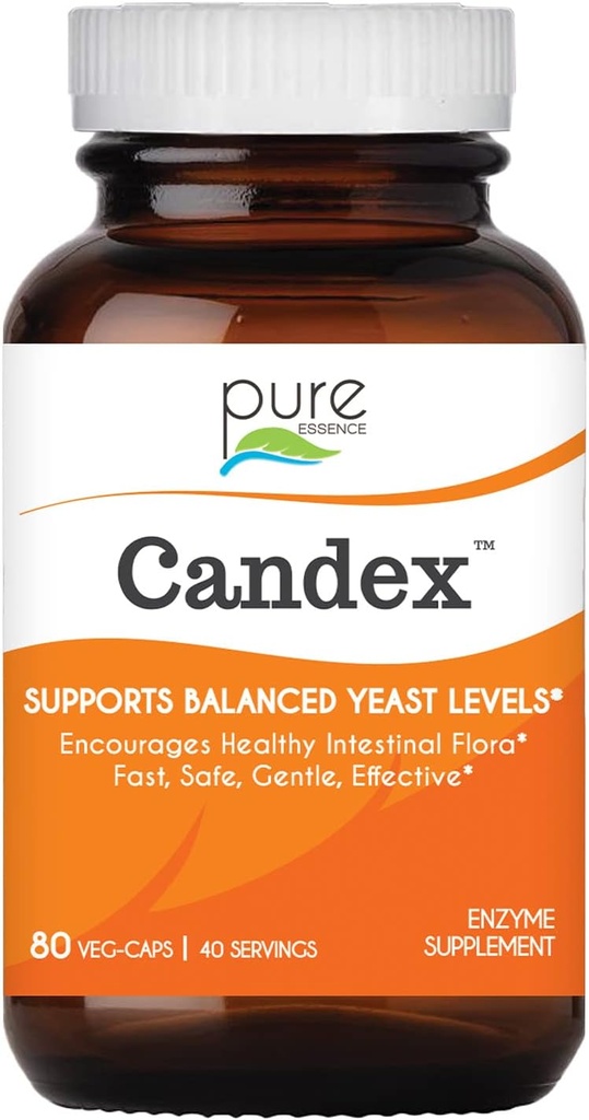 Pure Essence Candex Supplement - Suplemento de Sobrecrescimento de Levedura com Enzimas Digestivas, Infecção de Levedura Tratamento Probiótico para Homens e Mulheres - 80 Cápsulas
