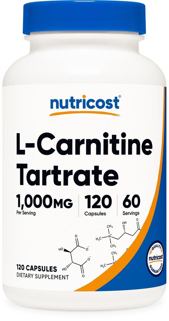 Nutricost L-Carnitina Tartrato 1000mg, 120 Cápsulas - 500mg Por Cápsula (60 Servões)