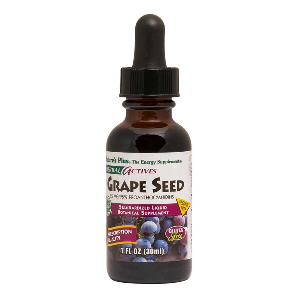 Naturezas Plus Herbal Actives Sementes de uva 25 mg Suspensão Líquida - Vegan Drops, 1 fl oz - Vegetariano, Sem glúten - 30 Servings