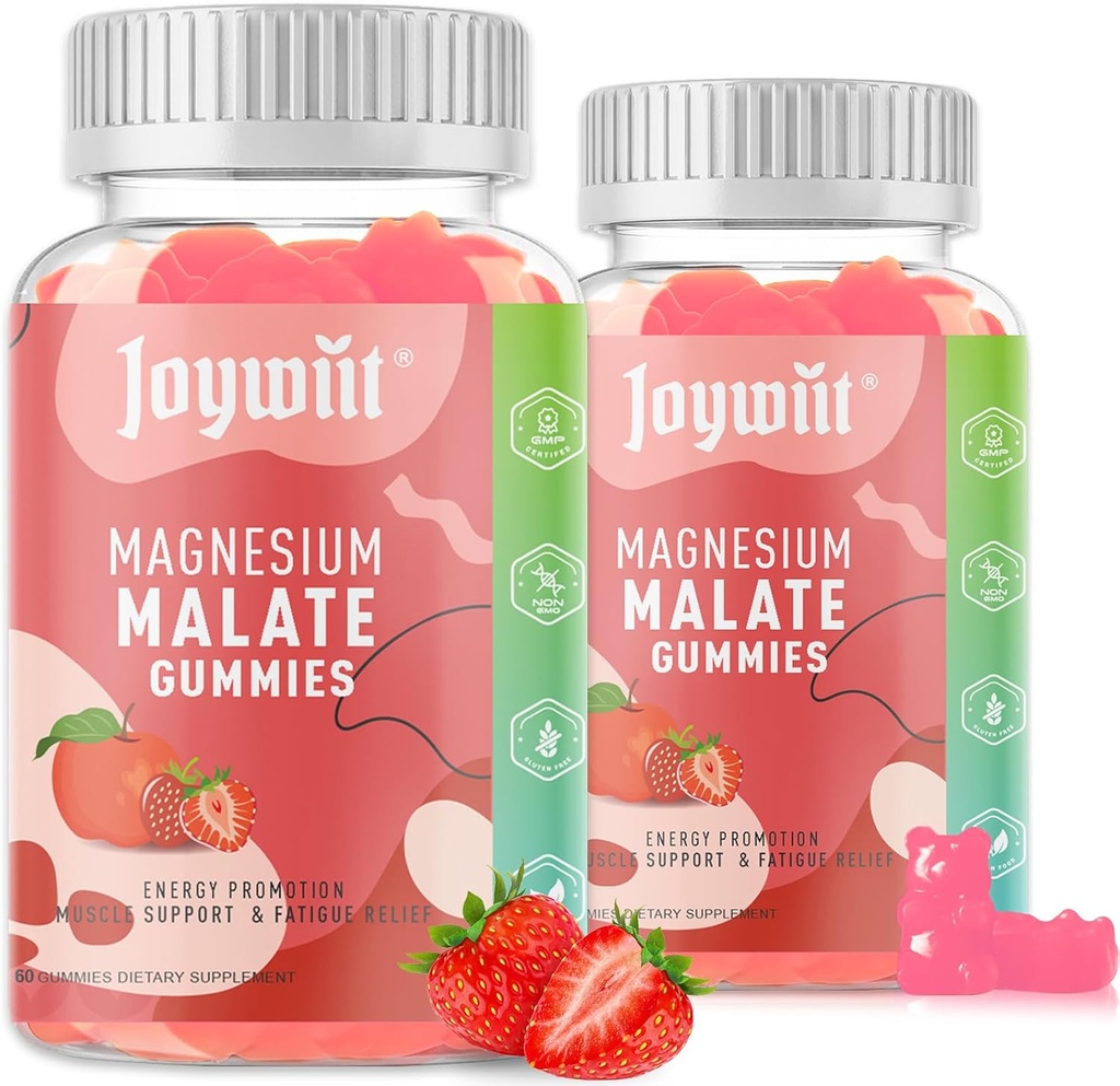Magnésio Malate Gummies 1000mg Suplemento de Malato de Magnésio com L-Teanina, CoQ10 & Vitamina B6 Ou Alta Potência Stress Alívio & Apoio Músculo