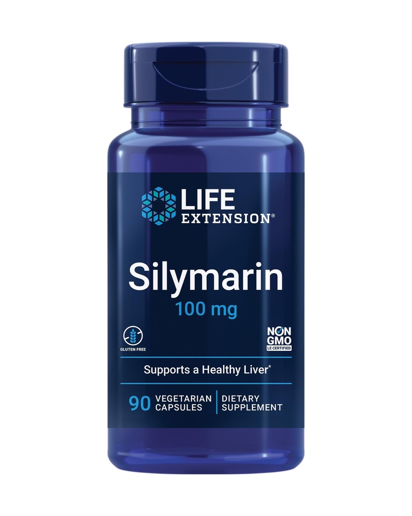 Extensão de vida Silymarin – Extrato de cardo de leite – Suporta a saúde do fígado – Sem glúten, Não-GMO, Vegetariano – 90 Cápsulas