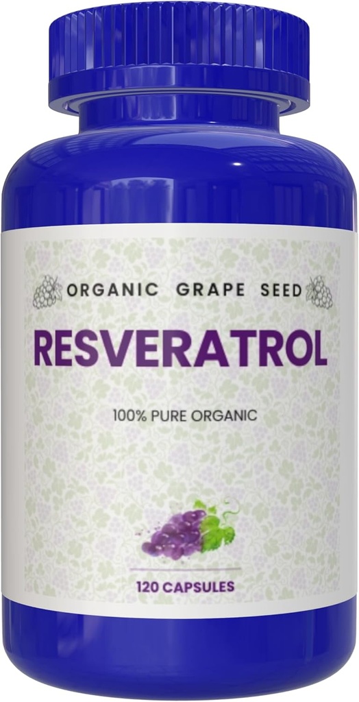Resveratrol 100% puro orgânico, 120 cápsulas, antioxidantes e trans-resveratrol, promove o antienvelhecimento, suporte cardiovascular, Imune Boost, clareza mental