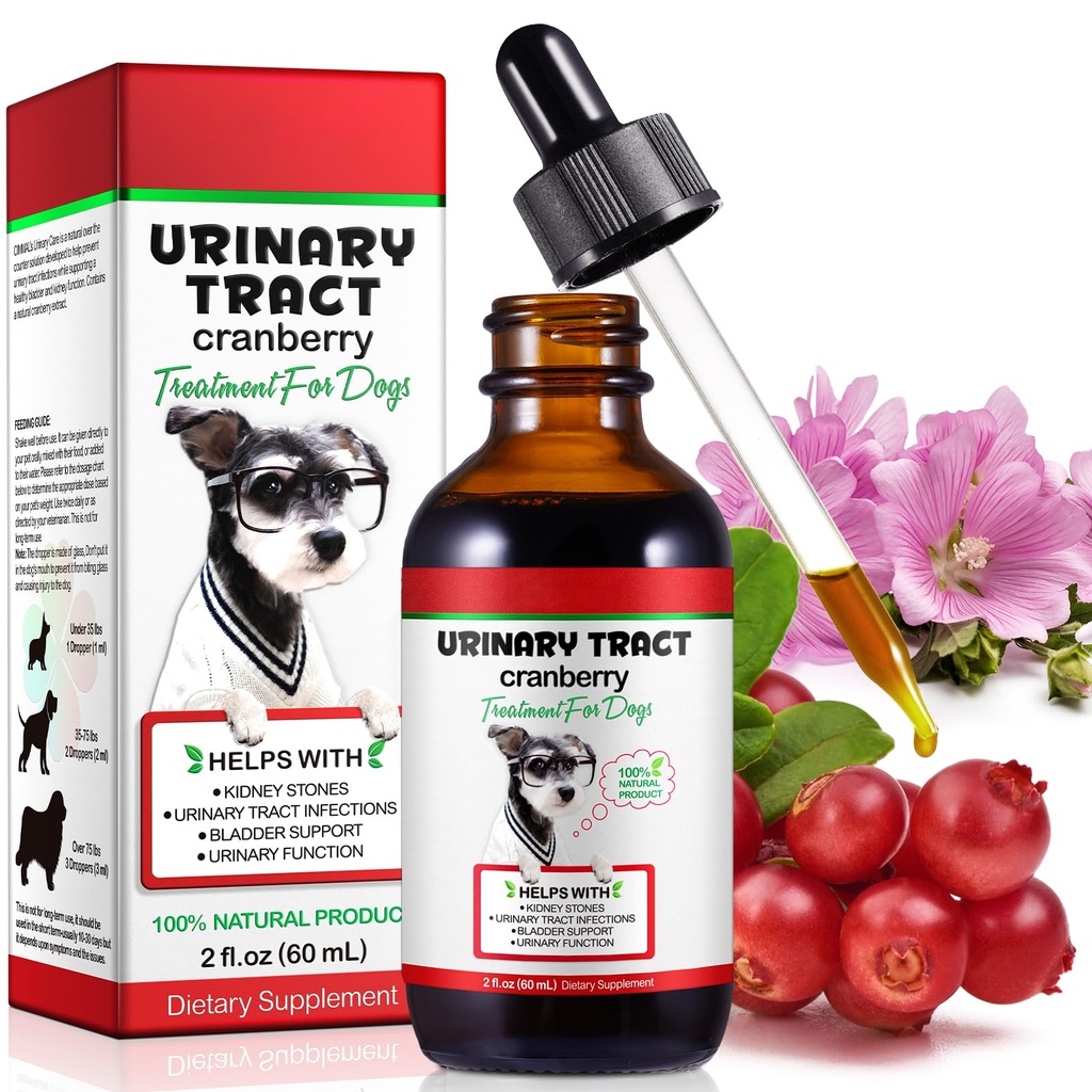 Tratamento Urinário para Cães, Tratamento de Infecção do Trato Urinário Dog Drops Suporta Bexiga, Pedra do Rim e ITU Cão, Pet Suprimentos Saúde, Bacon Sabor- 60ml / 2.02oz