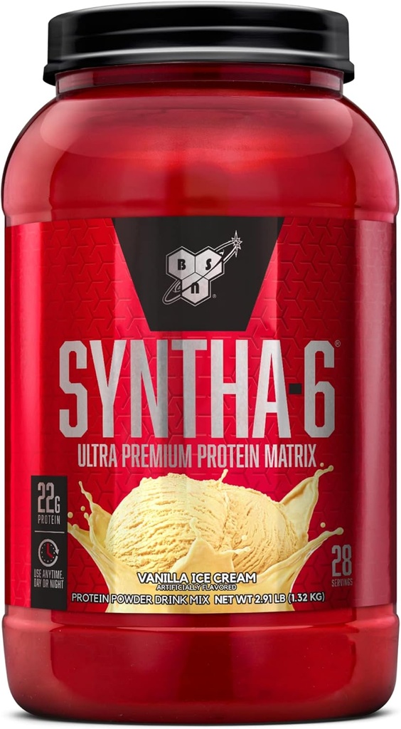BSN SINTHA-6 Whey Protein Powder, Vanilla Milk Isolate Protein Powder com Micellar Casein, Ice Cream, 28 Servings (Package May Vary)
