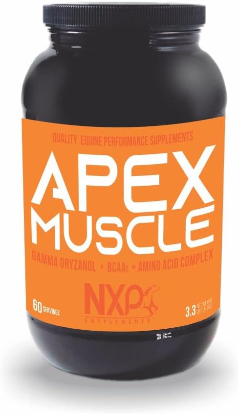 APEX Muscle, Body & Strength Builder para cavalos - Energia, Endurance, Stamina, Suporte de Recuperação - Gamma Oryzanol BCAA Amino Acids Lysine Carnitine L-Arginina AKG 3.3 lb (60 Servings)