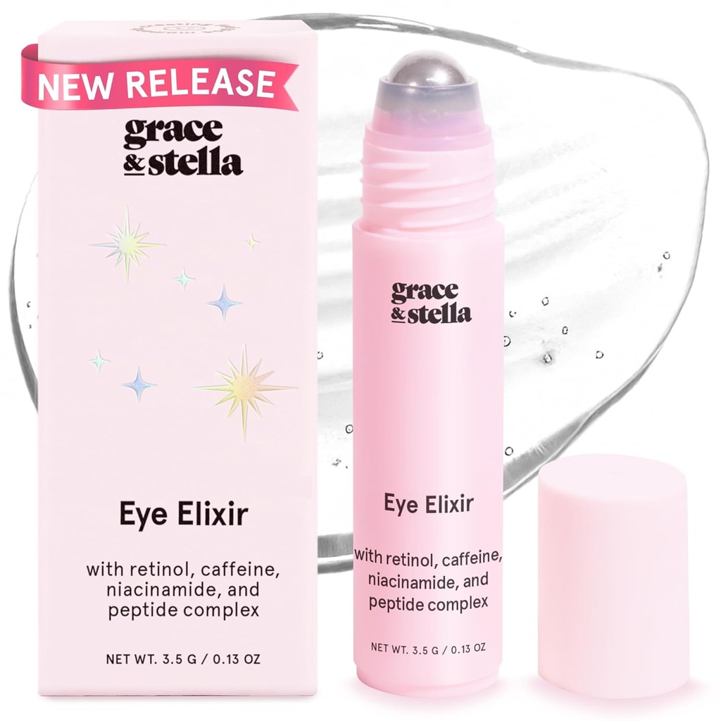 grace & stella Under Eye Serum - Retinol & Caffeine Eye Serum para Puffiness, Círculos escuros, Rugas - Vegan Skincare