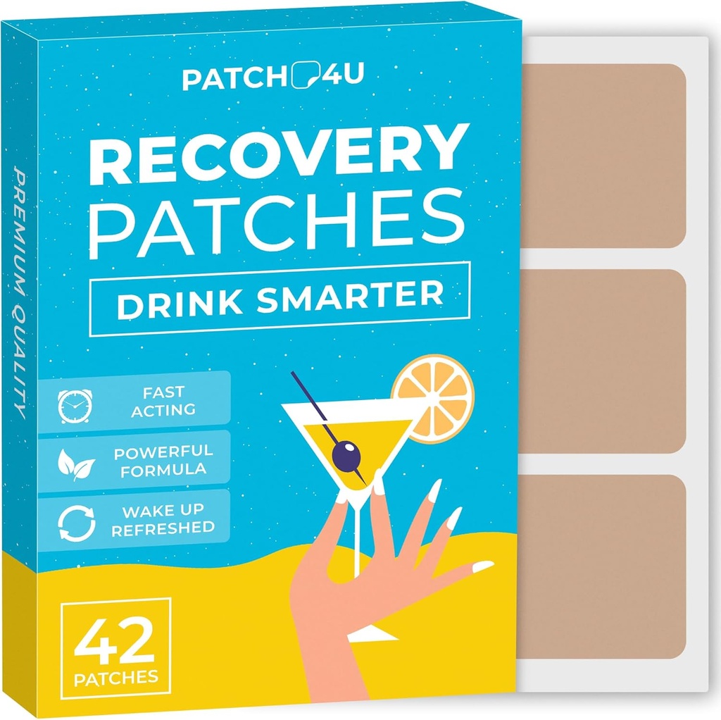 Pacote de recuperação da festa patches 42 - Acorde refrescado e energizado com o nosso Patch de Ingredientes 100% naturais - Skin-Friendly & Waterproof - Aplicar antes de beber - fórmula matutina melhorada