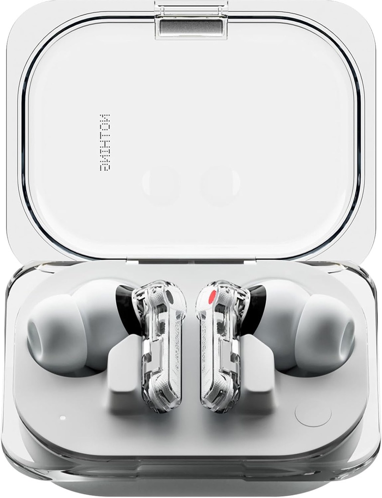 Nada Ouvido (a) Earbuds Wireless, 45dB Hybrid Ruído Cancelando Earbuds, Áudio Hi-Res, Equalizador avançado, Dual Connect, 6 Mics, 42.5H Playtime Ear Buds Wireless Bluetooth, Branco
