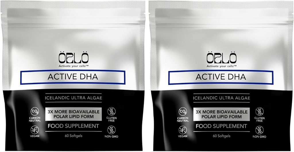 Orlo DHA – Vegan DHA Supplement (EPA & DHA) – Omega 3 Fish Oil & Krill Alternative – Óleo de Álgas Omega-3 planta-baseado – Cérebro & Coração Suporte (120 Mini Arrotos Softgels)