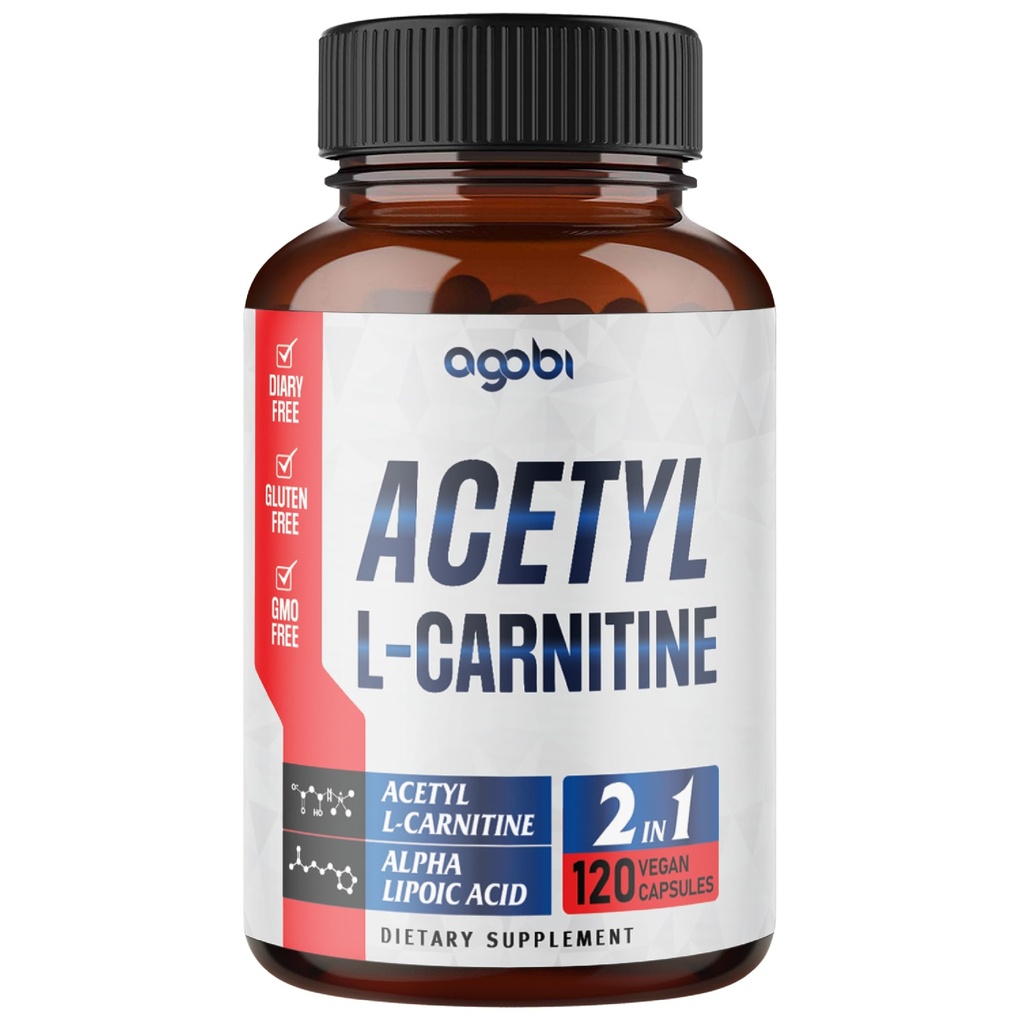 Acetil L-Carnitina & Alpha Lipoic Acid Complex 1500mg - Suplemento para Saúde do Cérebro, Memória, Foco & Apoio ao Mood - 120 Cápsulas Vegan para 2 Mês de Fornecimento - Gluten-Free, Non-GMO