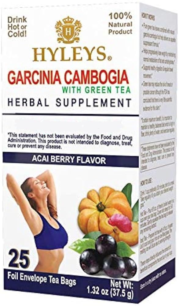 HYLEYS Chá Garcinia Cambogia Chá Verde com Acai Berry Flavor - 25 Sacos de Chá (12 Pack - 300 Sacos de Chá Total)