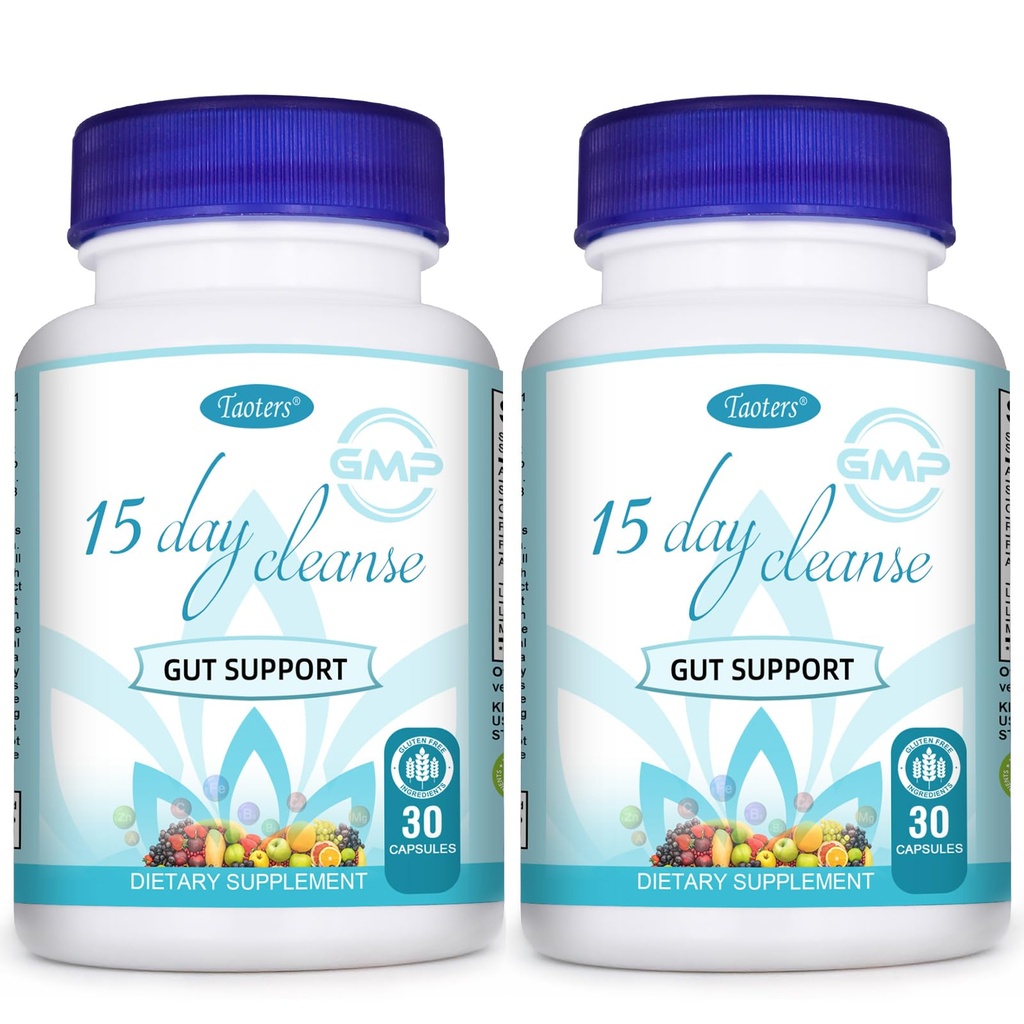 15 dias Cleanse Gut Suporte 2 Pack . . Colon Broom, Detox Suplemento com Senna, Cascara Sagrada & Psyllium Husk, para Homens e Mulheres .