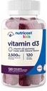 Nutricost Kids Vitamina D3 Gummies 2.500 UI (62.5mcg), 120 Gummies - Mistura de sabor de cereja