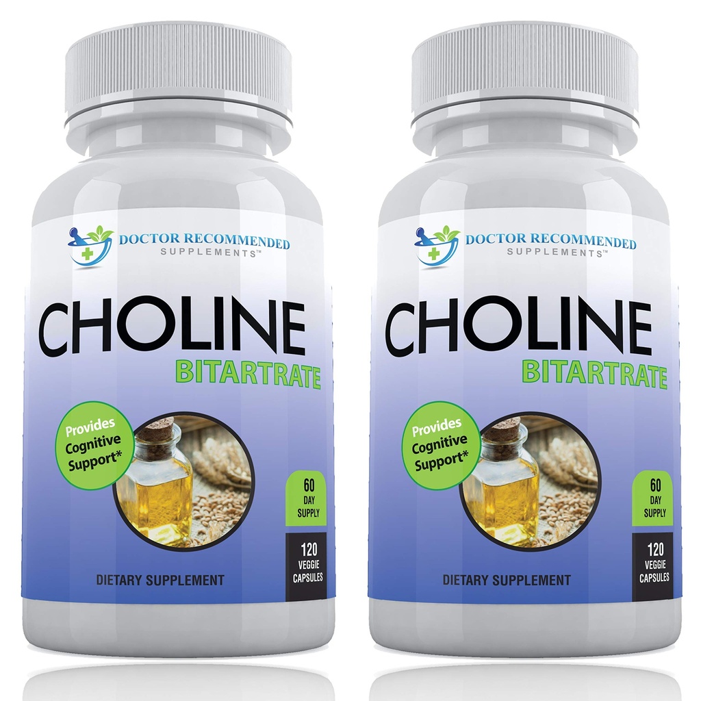 Colina Premium - 500 mg - 120 Cápsulas Veggie - Suporta Saúde Cognitiva, Memória & Mais - 2 Pack
